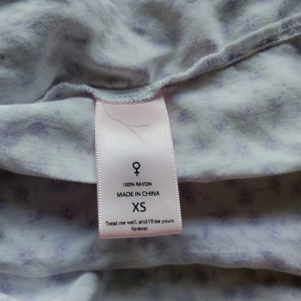 Selkie Purple Floral Puff Sleeve Babydoll Mini Dress XS Cottagecore Rayon - Picture 4 of 8